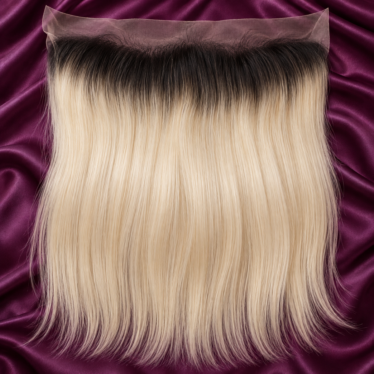 Illustrative 1B/613 lace frontal on plum satin