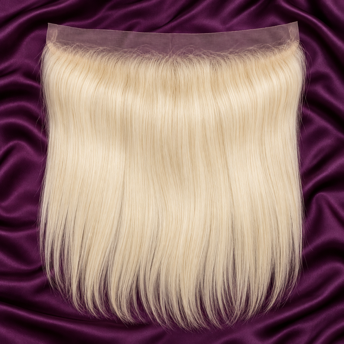 Illustrative 613 Blonde lace frontal on plum satin