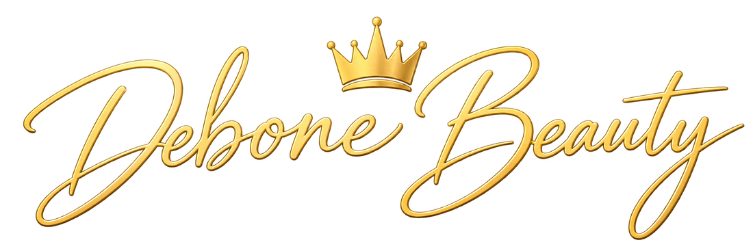Debone Beauty gold signature logo with a crown
