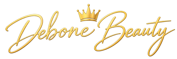 Debone Beauty gold signature logo with a crown