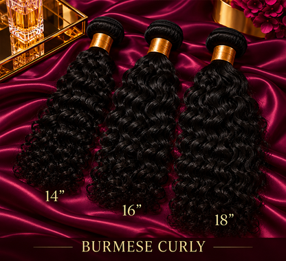 Signature 12A Natural Black Burmese Curly 14 16 18 inch three-bundle package