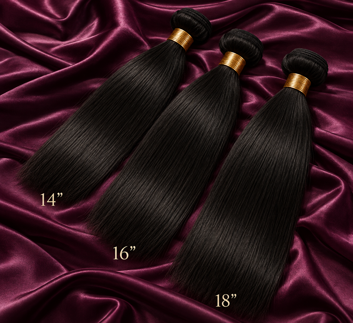 Signature 12A Natural Black Straight three-bundle package 14 16 18 inches